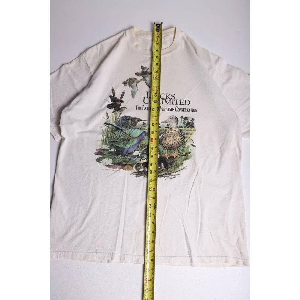 Vintage Ducks Unlimited Jerzees T-Shirt XL Cream Nature Graphic Tee K.D. Cundiff